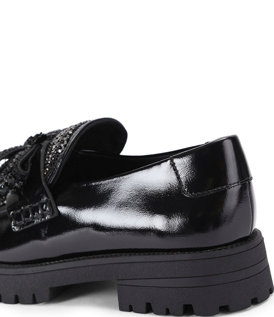 Kurt Geiger London Crystal Embellished Bow Leather Loafers - Black - view 12