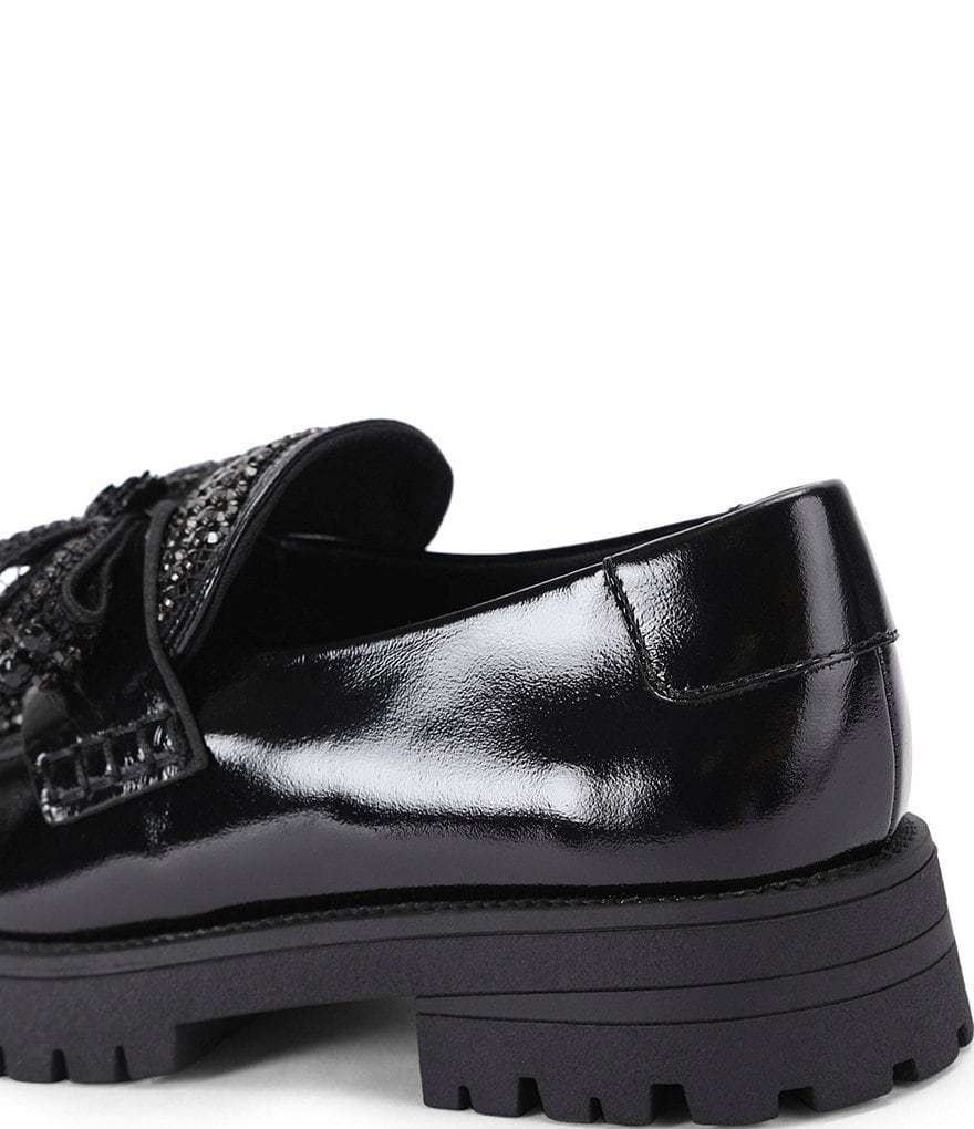 Kurt Geiger London Crystal Embellished Bow Leather Loafers - Black - view 12