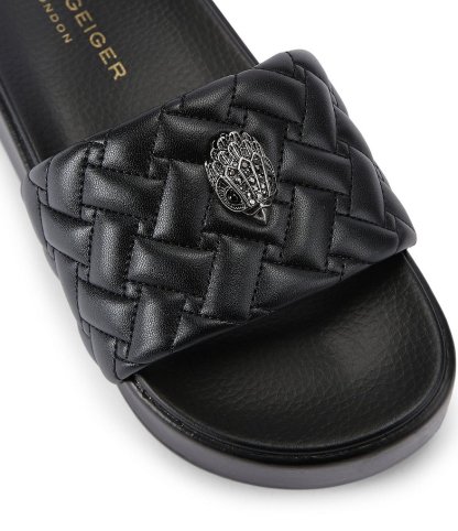 Kurt Geiger London Meena Quilted Logo Eagle Ornament Platform Slides - Black - view 3