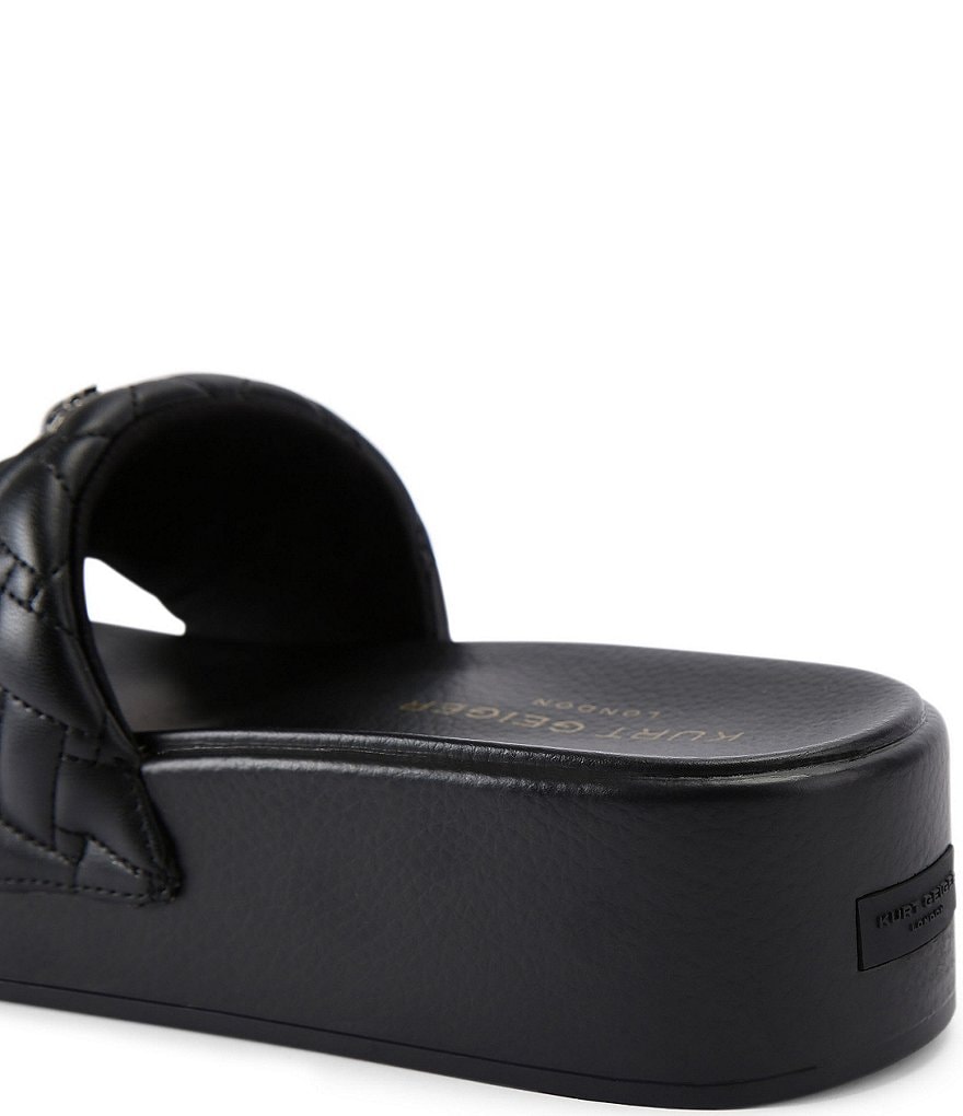 Kurt Geiger London Meena Quilted Logo Eagle Ornament Platform Slides - Black - view 4