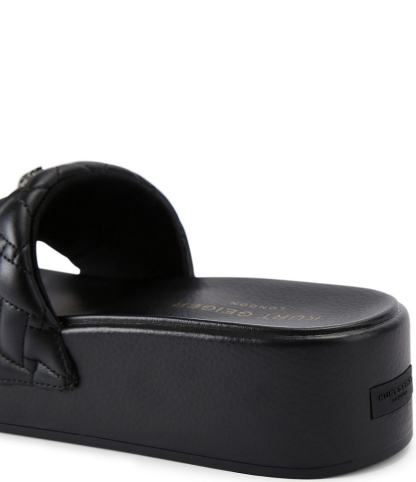 Kurt Geiger London Meena Quilted Logo Eagle Ornament Platform Slides - Black - view 4