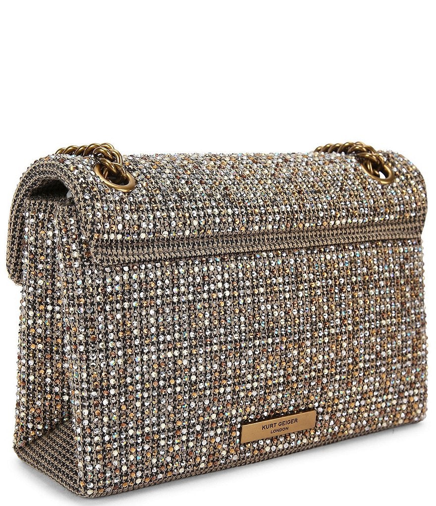 Kurt Geiger London Fabric Medium Kensington Rhinestone Crossbody Bag - Beige - view 3