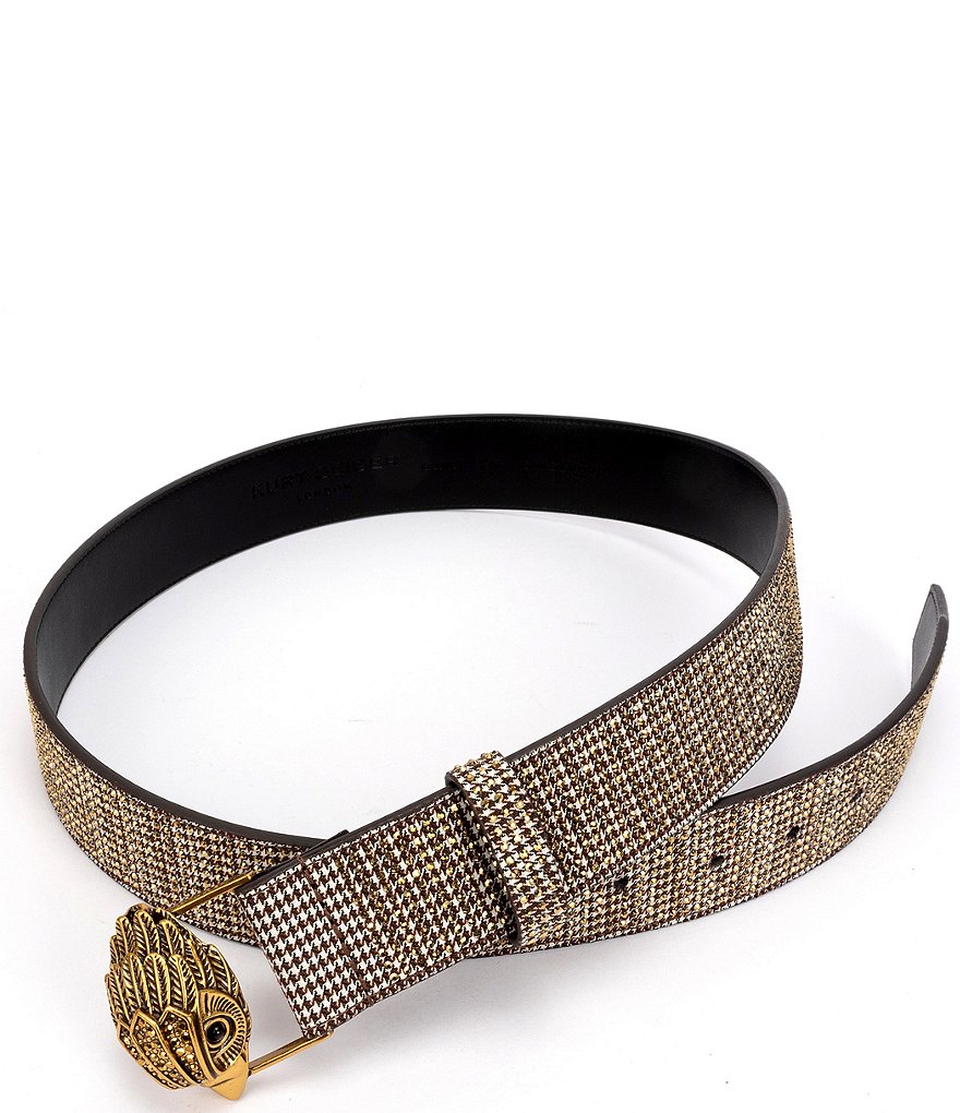 Kurt Geiger London 38mm Crystal Houndstooth Belt - Gold - view 2
