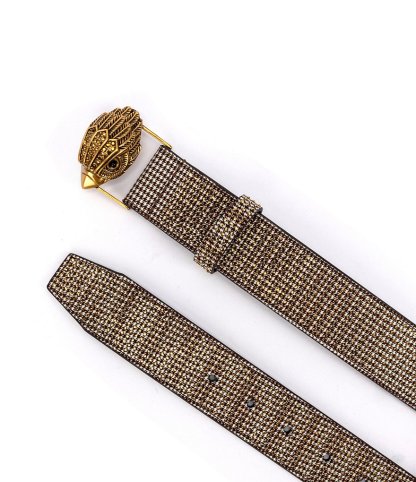 Kurt Geiger London 38mm Crystal Houndstooth Belt - Gold - view 3