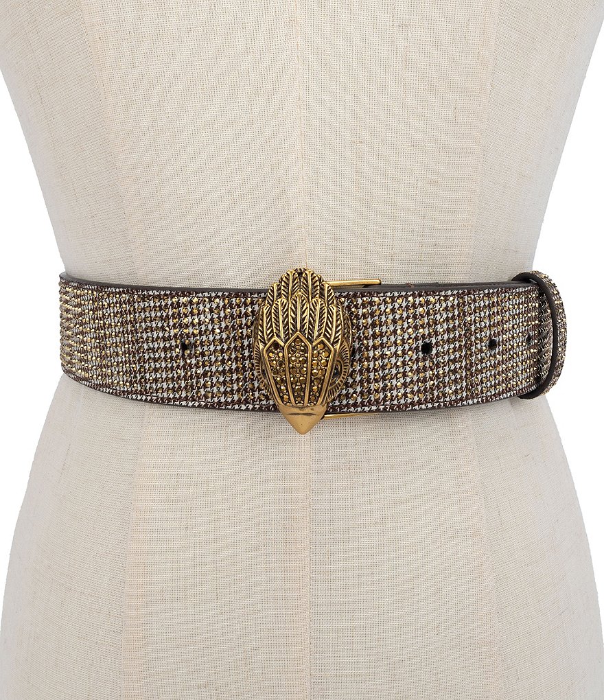 Kurt Geiger London 38mm Crystal Houndstooth Belt - Gold - view 4