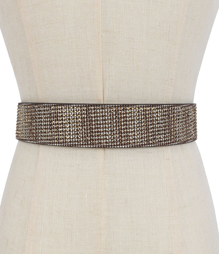 Kurt Geiger London 38mm Crystal Houndstooth Belt - Gold - view 5