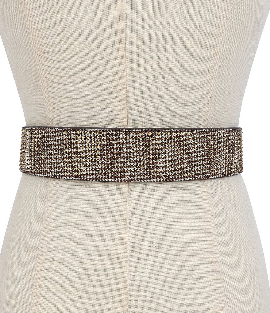 Kurt Geiger London 38mm Crystal Houndstooth Belt - Gold - view 5