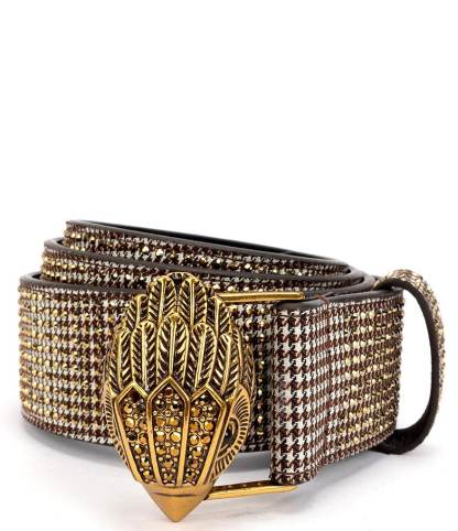 Kurt Geiger London 38mm Crystal Houndstooth Belt - Gold - view 1