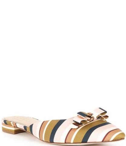 Antonio Melani x Style Bungalow Chez Striped Fabric Bow Detail Mules - Touch of Pink - view 1
