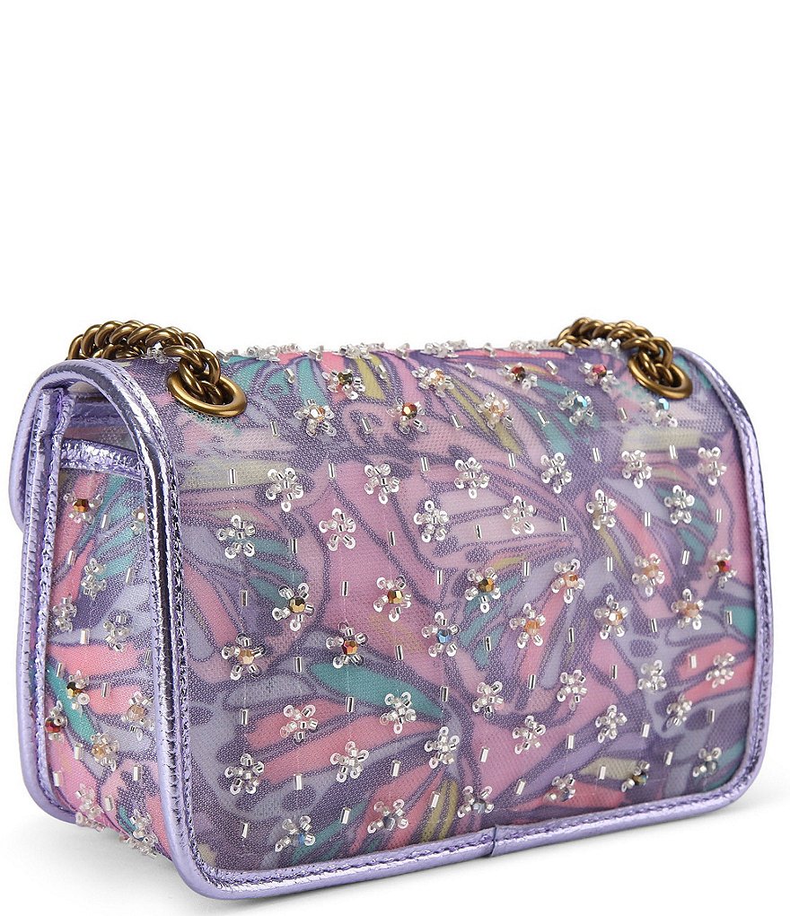 Kurt Geiger London Embellished Mesh Leather Mini Kensington Soft Crossbody Bag - Lilac Multi - view 3