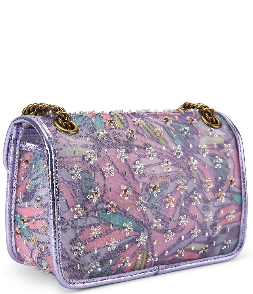 Kurt Geiger London Embellished Mesh Leather Mini Kensington Soft Crossbody Bag - Lilac Multi - view 3