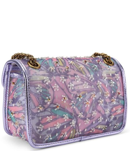 Kurt Geiger London Embellished Mesh Leather Mini Kensington Soft Crossbody Bag - Lilac Multi - view 3