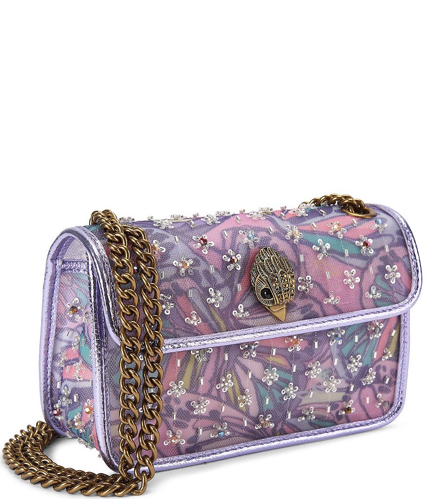 Kurt Geiger London Embellished Mesh Leather Mini Kensington Soft Crossbody Bag - Lilac Multi - view 4