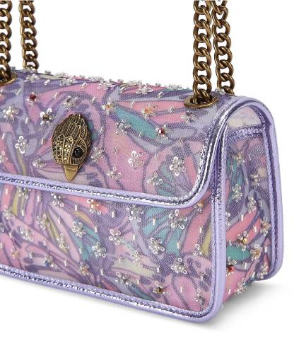 Kurt Geiger London Embellished Mesh Leather Mini Kensington Soft Crossbody Bag - Lilac Multi - view 5
