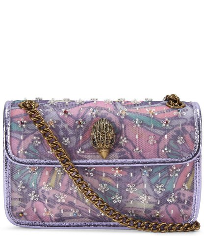 Kurt Geiger London Embellished Mesh Leather Mini Kensington Soft Crossbody Bag - Lilac Multi - view 1