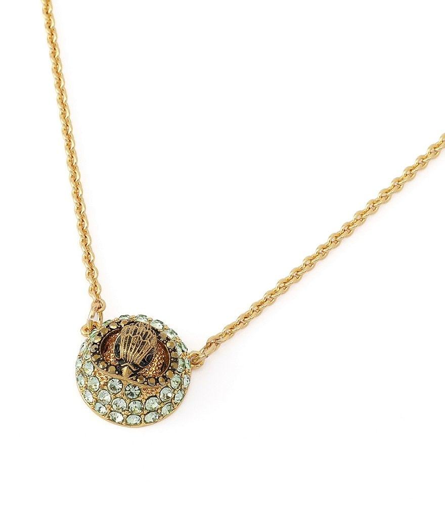 Kurt Geiger London Signature Eagle Rhinestone Pave Dome Short Pendant Necklace - Green - view 3