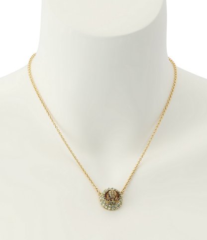 Kurt Geiger London Signature Eagle Rhinestone Pave Dome Short Pendant Necklace - Green - view 4