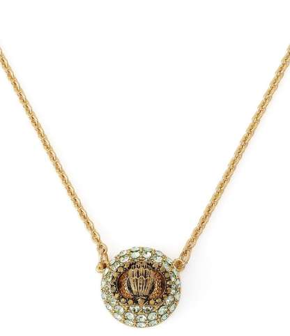 Kurt Geiger London Signature Eagle Rhinestone Pave Dome Short Pendant Necklace - Green - view 1