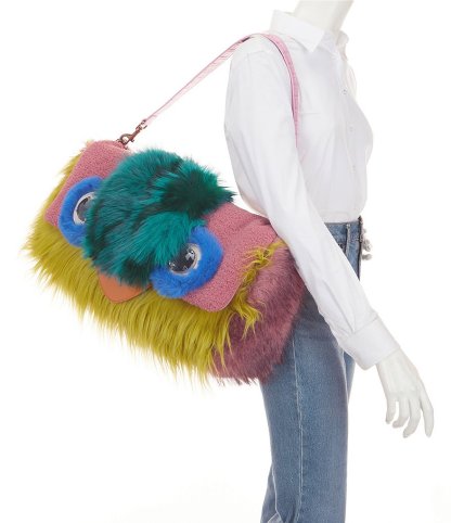 Kurt Geiger London Macro Oxford Mascot Faux Fur East-West Shoulder Bag - Pink - view 2