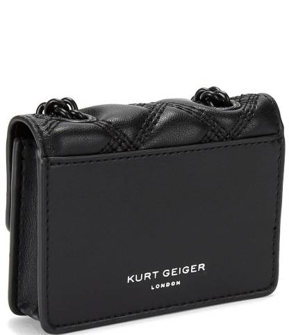 Kurt Geiger London Micro Kensington Triple Stiched Quilted Chain Crossbody Bag - Black - view 3
