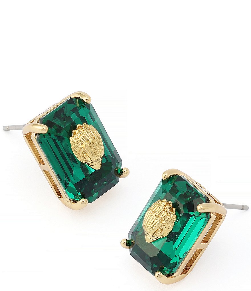 Kurt Geiger London Signature Stone Stud Earrings - Emerald - view 2