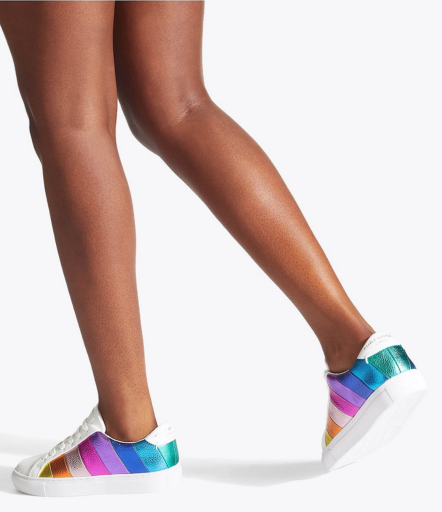 Kurt Geiger London Lane Metallic Rainbow Stripe Lace Up Sneakers - Multi - view 7