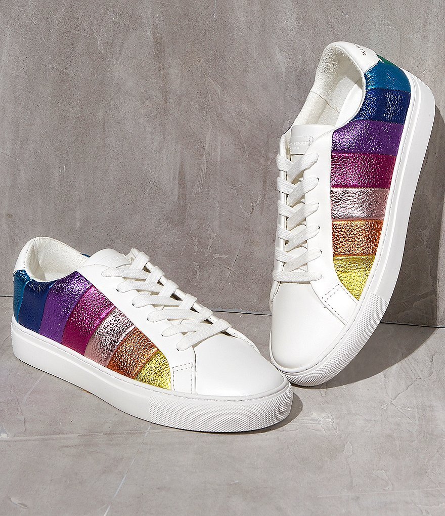 Kurt Geiger London Lane Metallic Rainbow Stripe Lace Up Sneakers - Multi - view 8