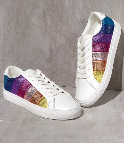 Kurt Geiger London Lane Metallic Rainbow Stripe Lace Up Sneakers - Multi - view 8