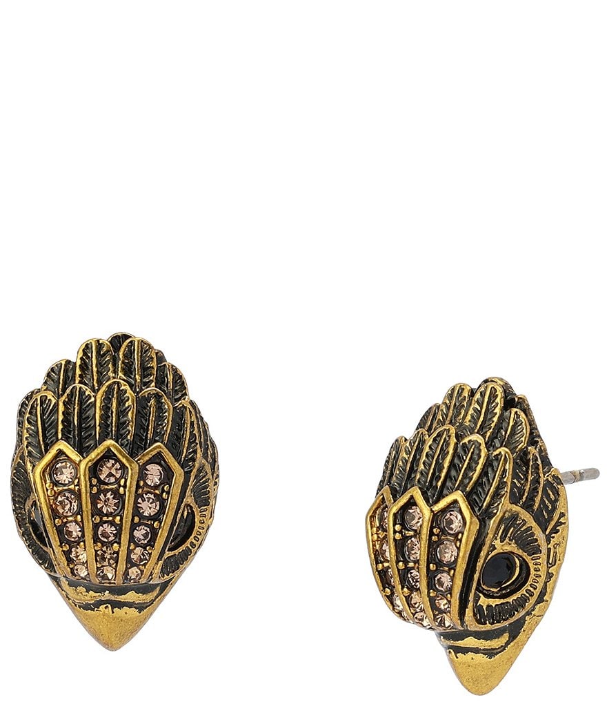 Kurt Geiger London Eagle Stud Earrings - Antique Gold - view 5