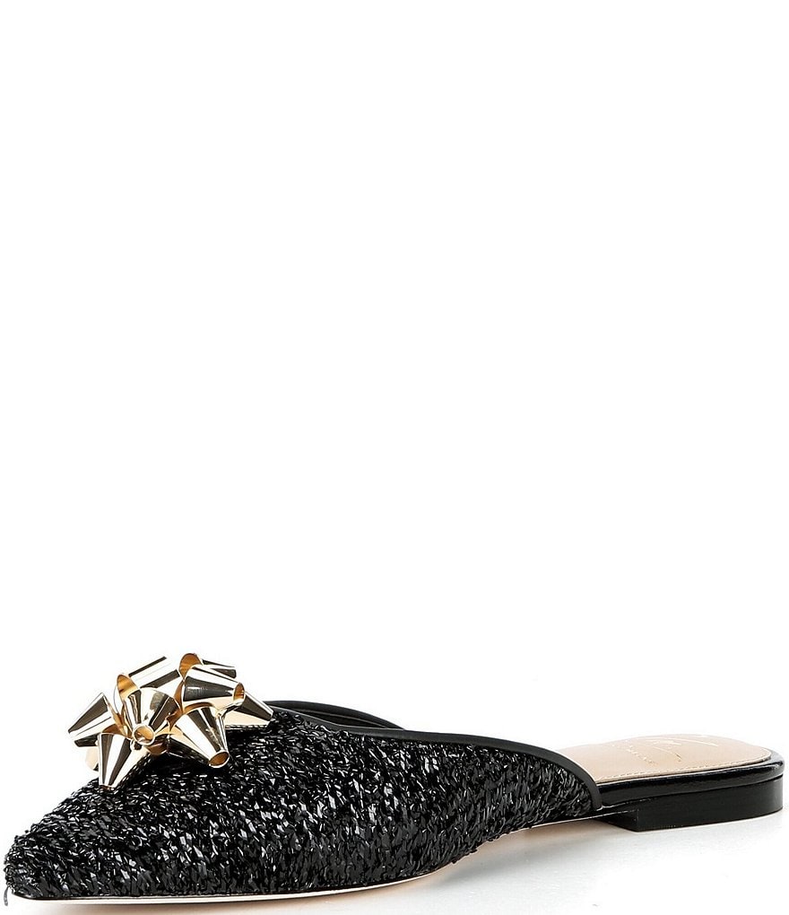 Antonio Melani x The Nat Note Estrella Textured Ornamented Bow Dress Mules - Black - view 4