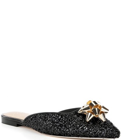 Antonio Melani x The Nat Note Estrella Textured Ornamented Bow Dress Mules - Black - view 1