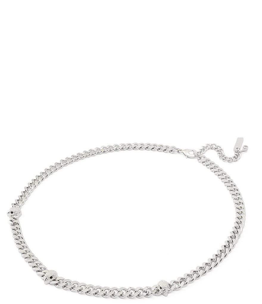 Kurt Geiger London Signature Eagle Station Chain Collar Necklace - Silver - view 2