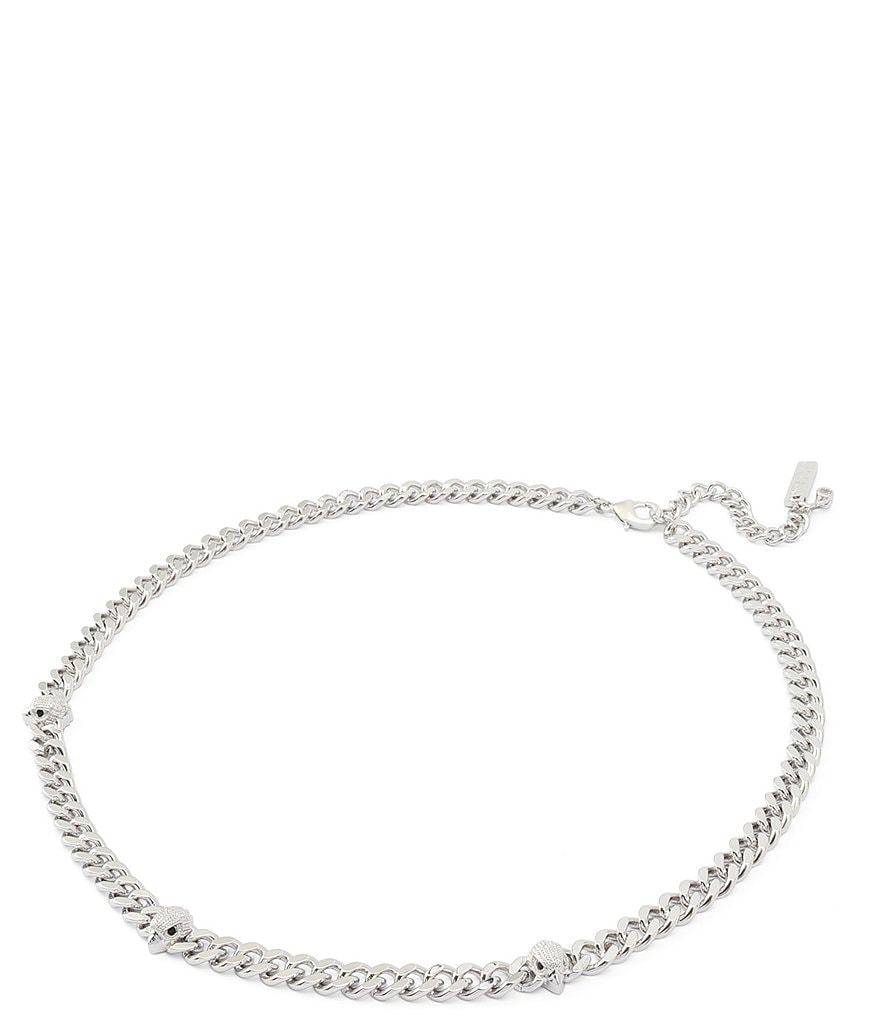 Kurt Geiger London Signature Eagle Station Chain Collar Necklace - Silver - view 2