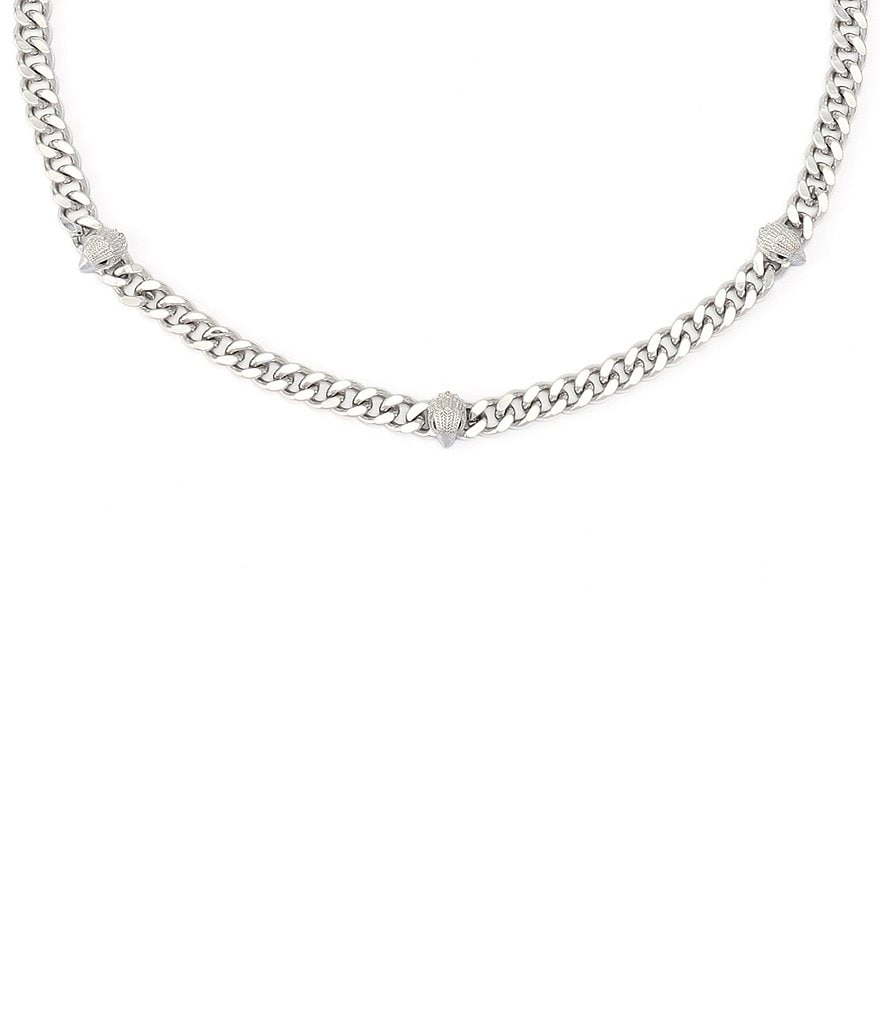 Kurt Geiger London Signature Eagle Station Chain Collar Necklace - Silver - view 3
