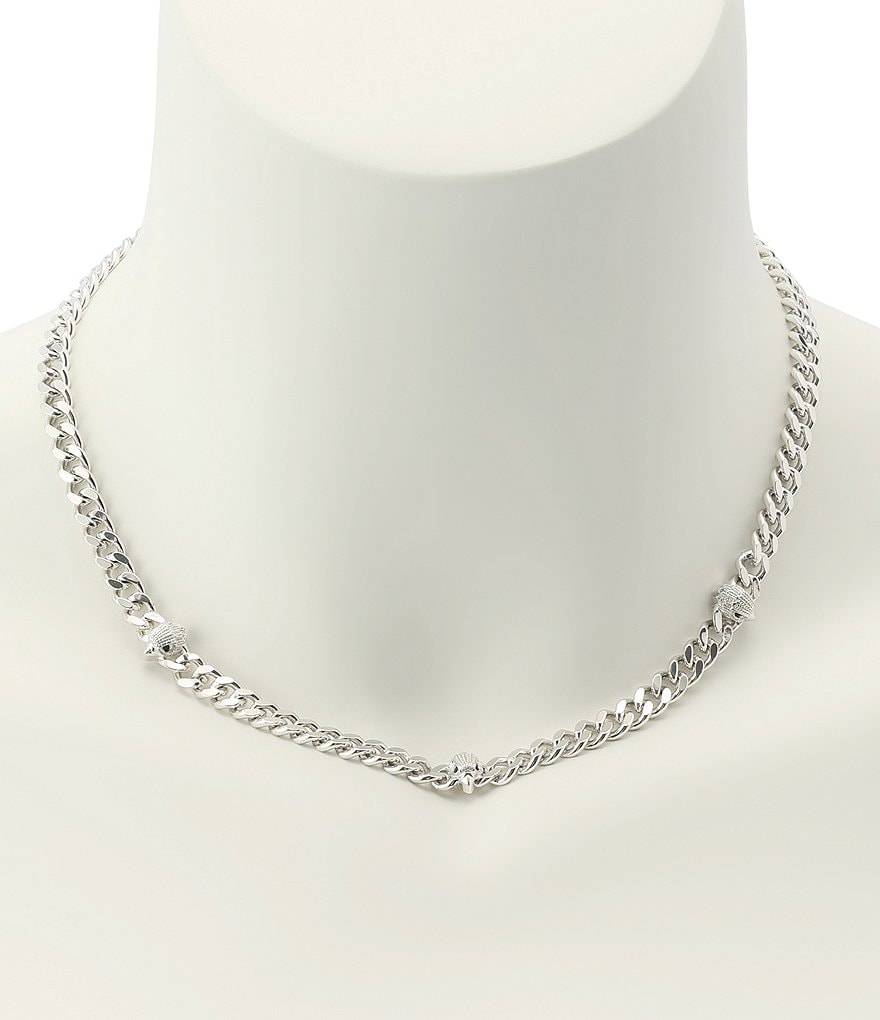 Kurt Geiger London Signature Eagle Station Chain Collar Necklace - Silver - view 4