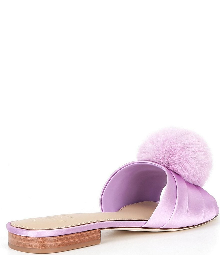 Antonio Melani x The Nat Note Olga Satin Pom Detail Slide Sandals - Orchid - view 11