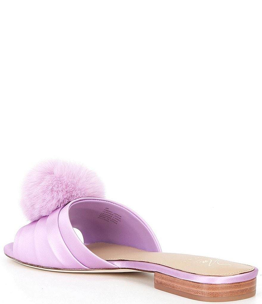 Antonio Melani x The Nat Note Olga Satin Pom Detail Slide Sandals - Orchid - view 12