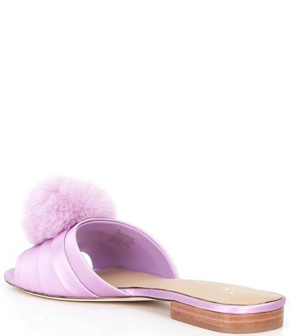Antonio Melani x The Nat Note Olga Satin Pom Detail Slide Sandals - Orchid - view 12