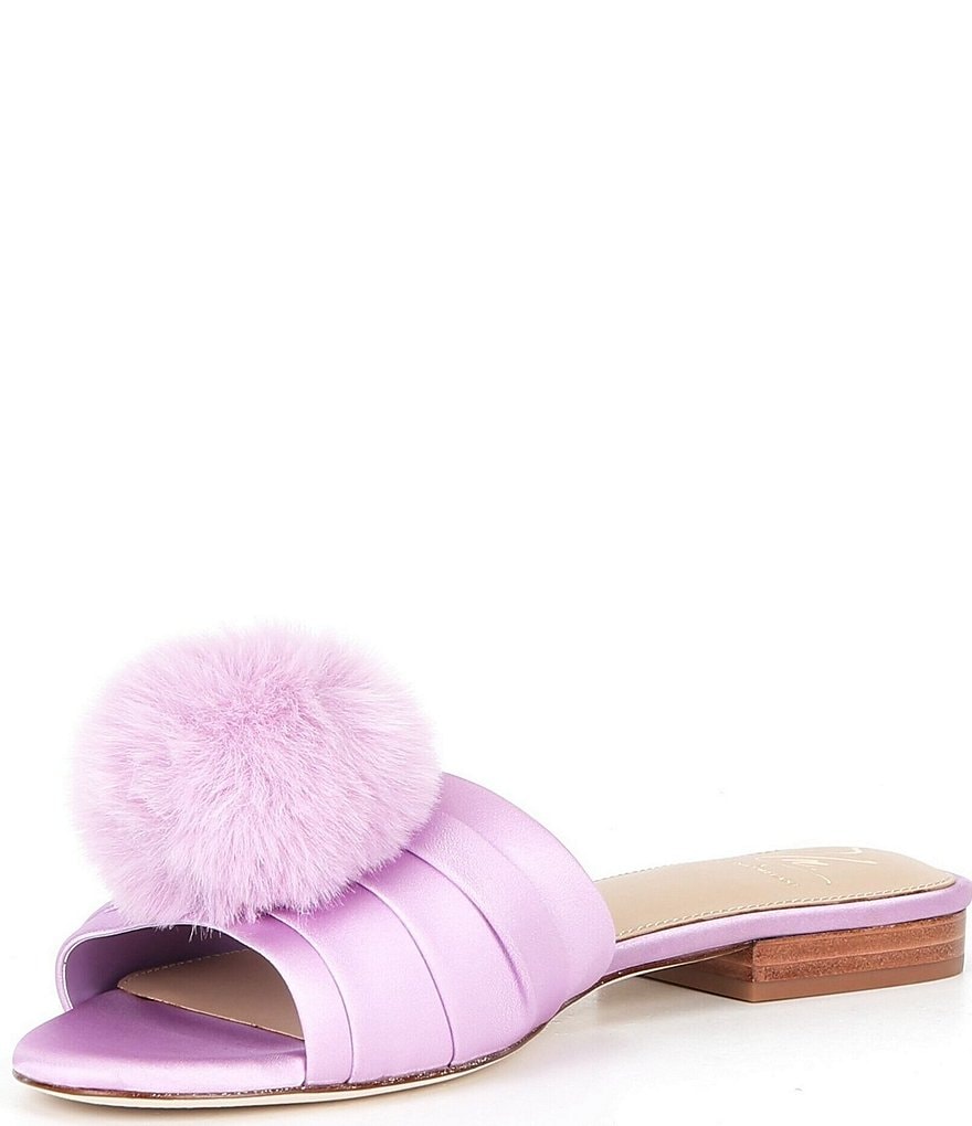 Antonio Melani x The Nat Note Olga Satin Pom Detail Slide Sandals - Orchid - view 13