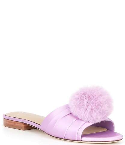 Antonio Melani x The Nat Note Olga Satin Pom Detail Slide Sandals - Orchid - view 10