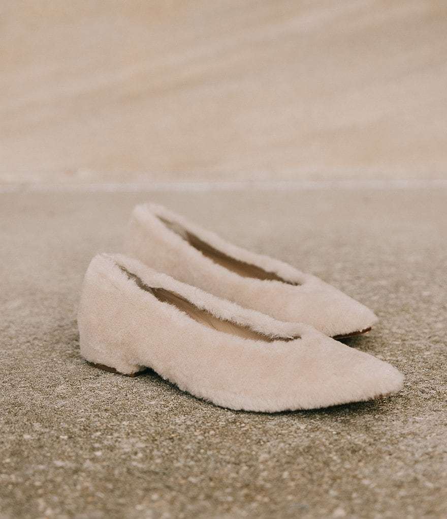 Antonio Melani x Elizabeth Damrich Sofa Fluffy Faux Fur Flats - Au Lait - view 7