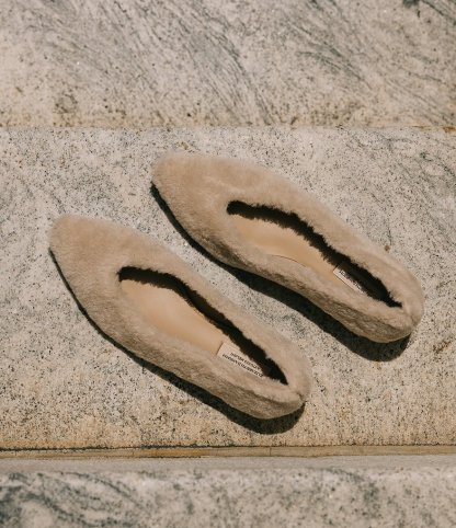 Antonio Melani x Elizabeth Damrich Sofa Fluffy Faux Fur Flats - Au Lait - view 9