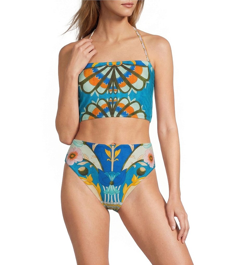 Antonio Melani Fresco Detachable Halter Strap Bandeau Swim Top - Multi - view 3