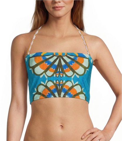 Antonio Melani Fresco Detachable Halter Strap Bandeau Swim Top - Multi - view 1
