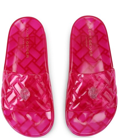 Kurt Geiger London Meena Jelly Logo Ornament Eagle Pool Slide Sandals - Bright Pink - view 8
