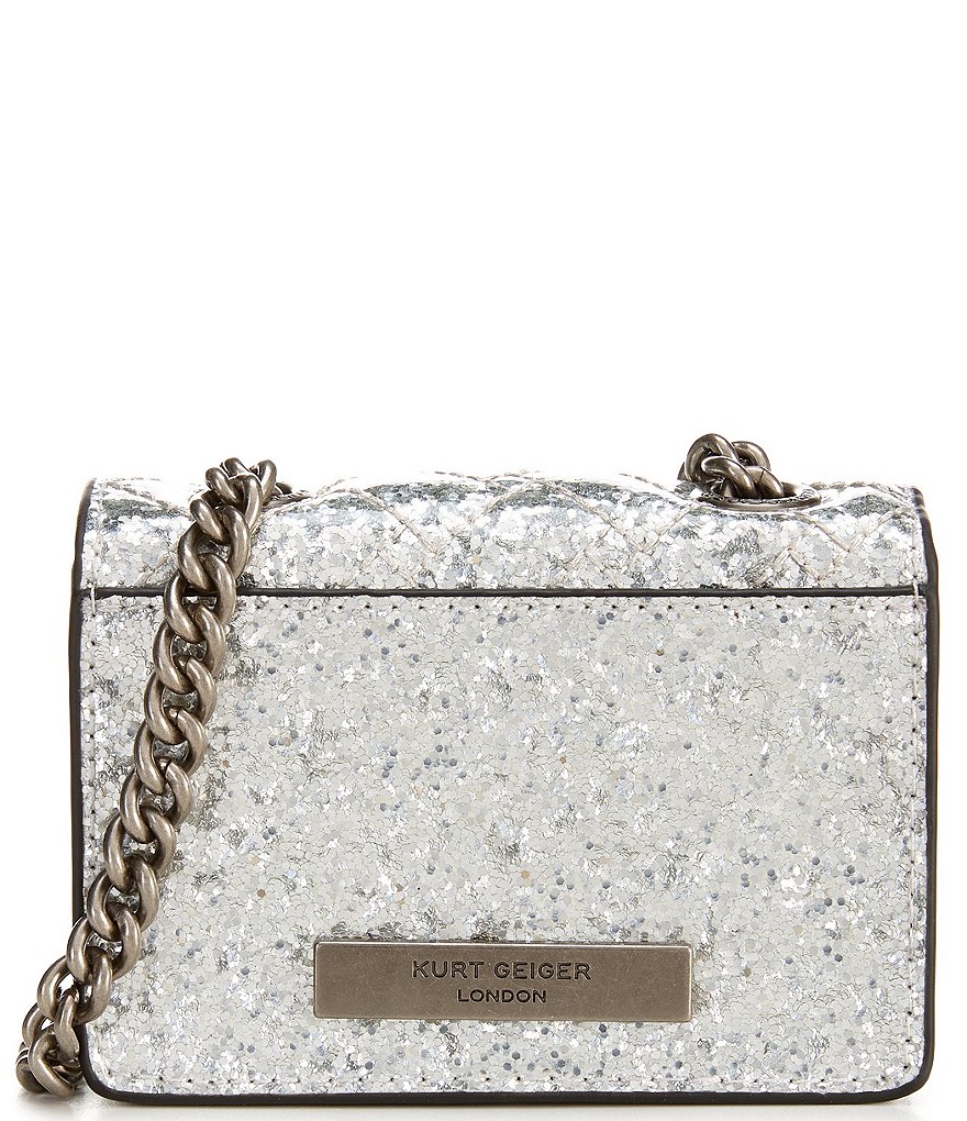 Kurt Geiger London Micro Metallic Sequin Chain Crossbody Bag - Silver - view 3