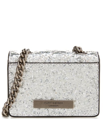 Kurt Geiger London Micro Metallic Sequin Chain Crossbody Bag - Silver - view 3
