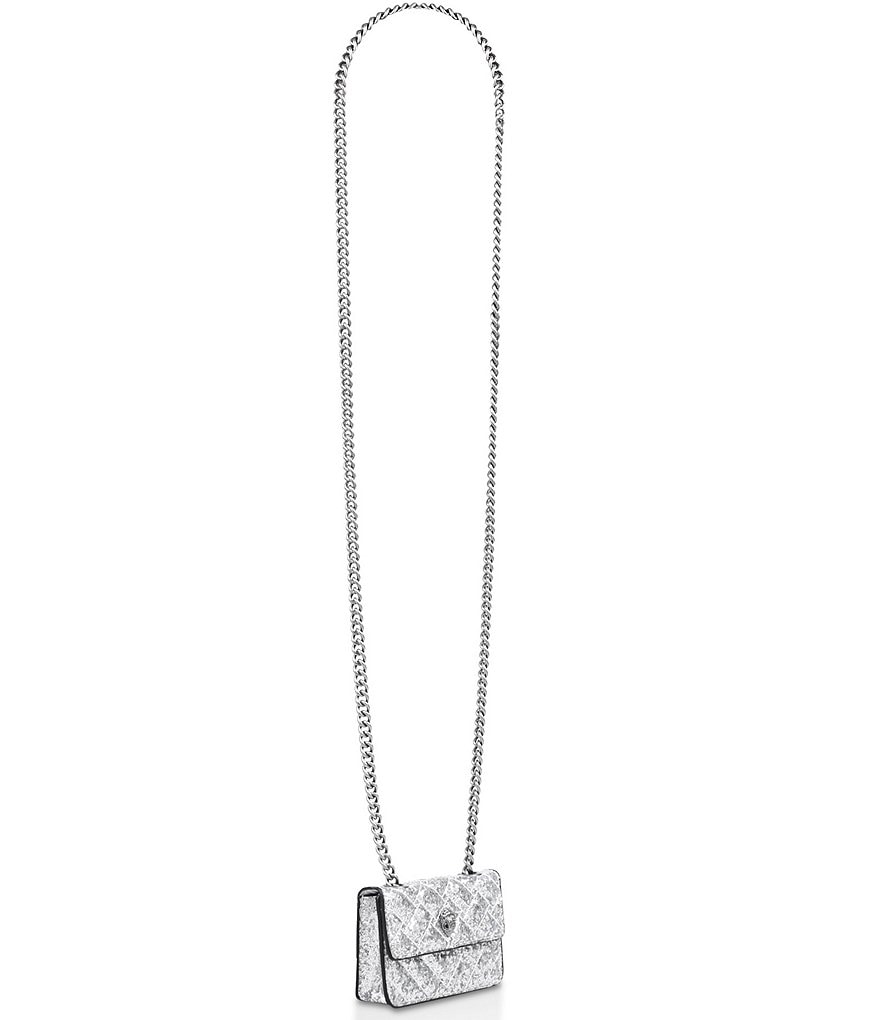 Kurt Geiger London Micro Metallic Sequin Chain Crossbody Bag - Silver - view 5