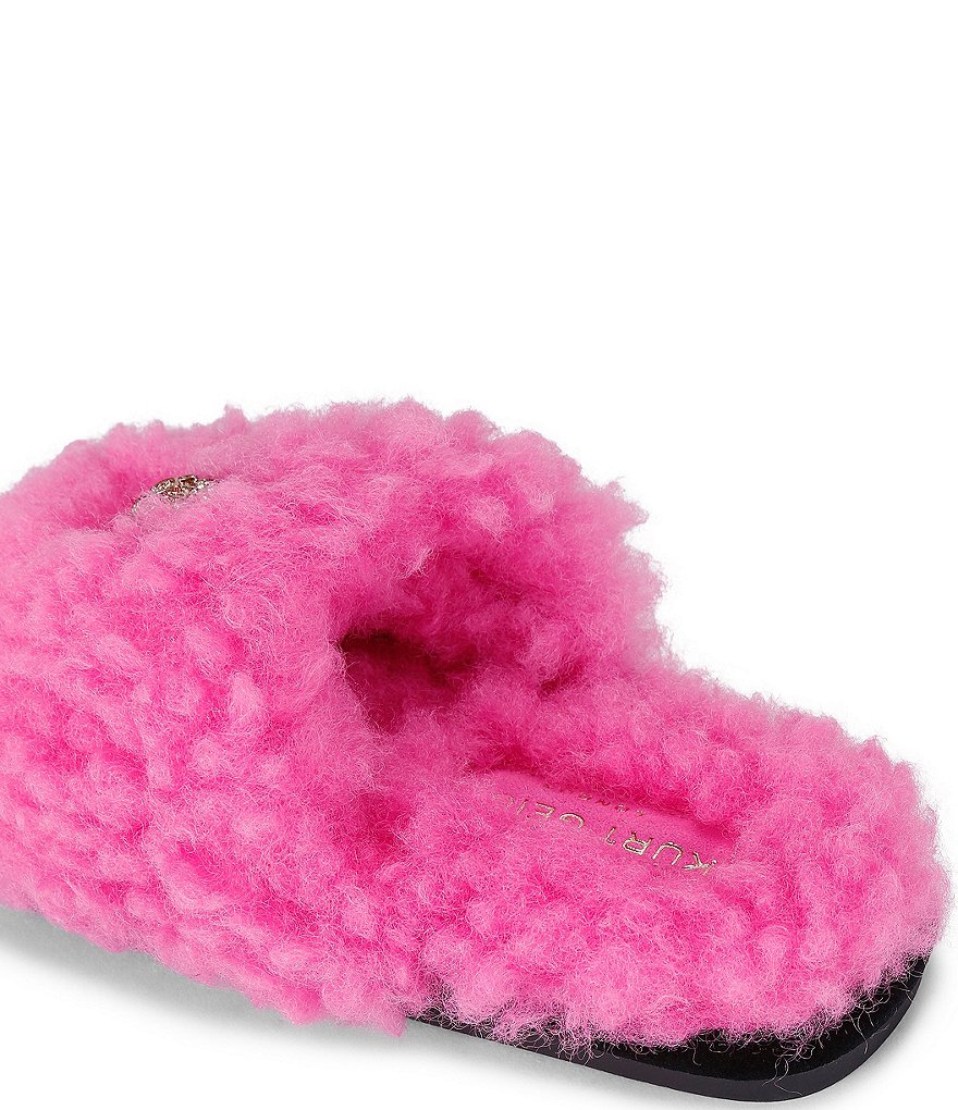 Kurt Geiger London Kensington Faux Shearling Logo Ornament Slippers - Pink - view 9