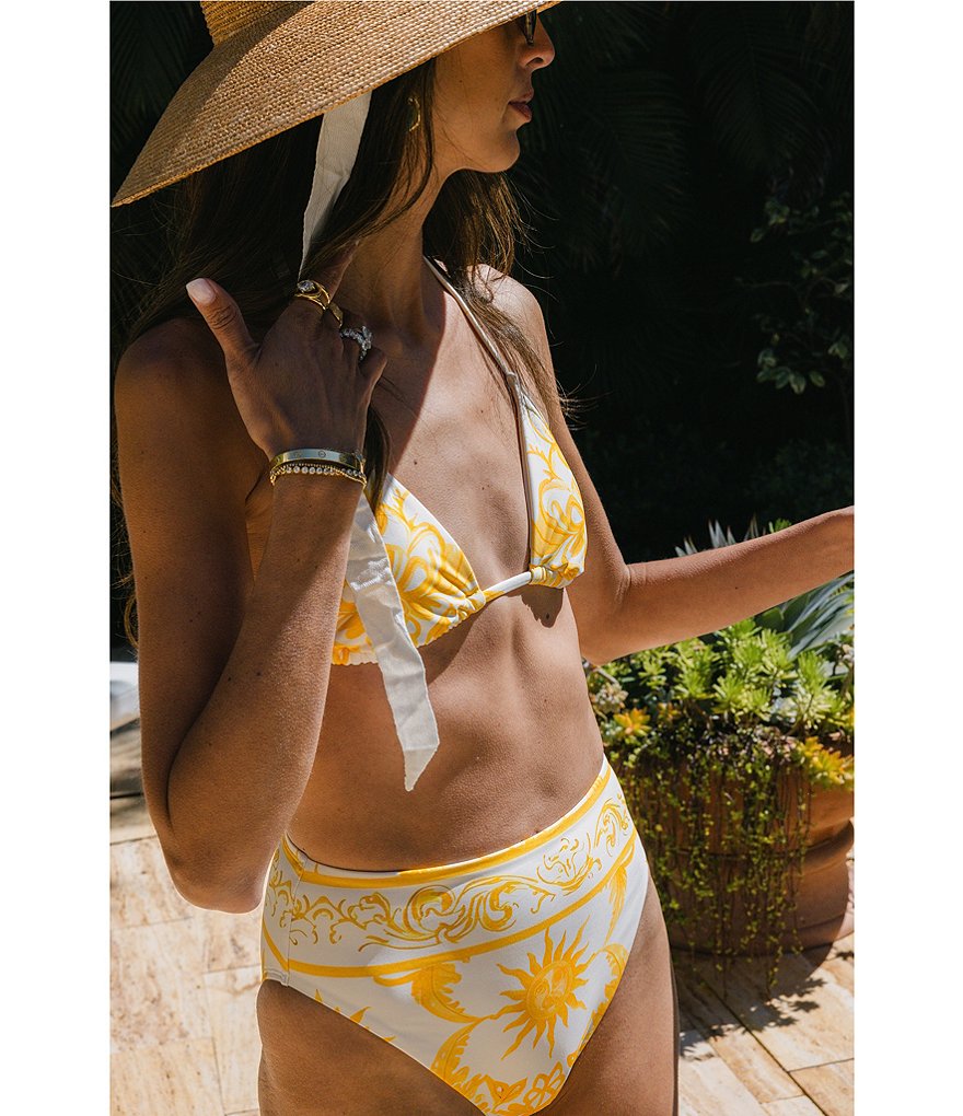 Antonio Melani x Stephanie Covington Sonia Scarf Placement Print Triangle Swim Top - Marigold - view 4